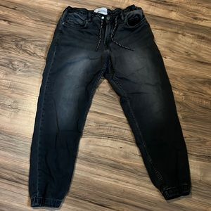 H&M Hybrid Regular Taper Black Denim Joggers Size Small